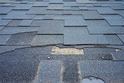 Damaged roof shingles 